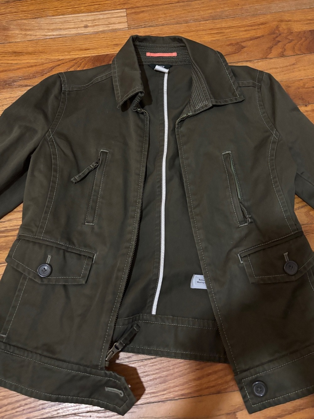 J Crew Women's Olive Green Utility Field Jacket with Button-Flap Pockets